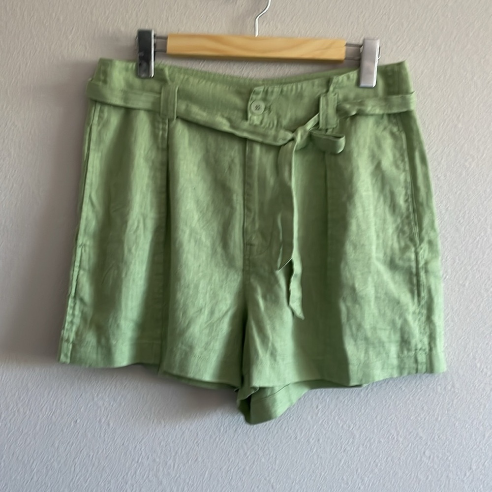 NWT Madewell Light Green High Waist Women's Linen Summer Shorts Size 6